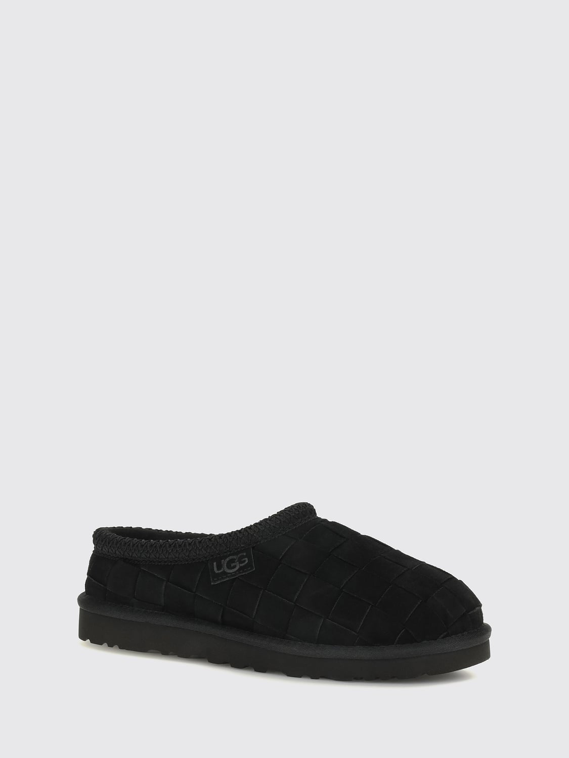 UGG SHOES: Tasman Woven Suede Mules UGG with Fur Lining, Black - Img 2