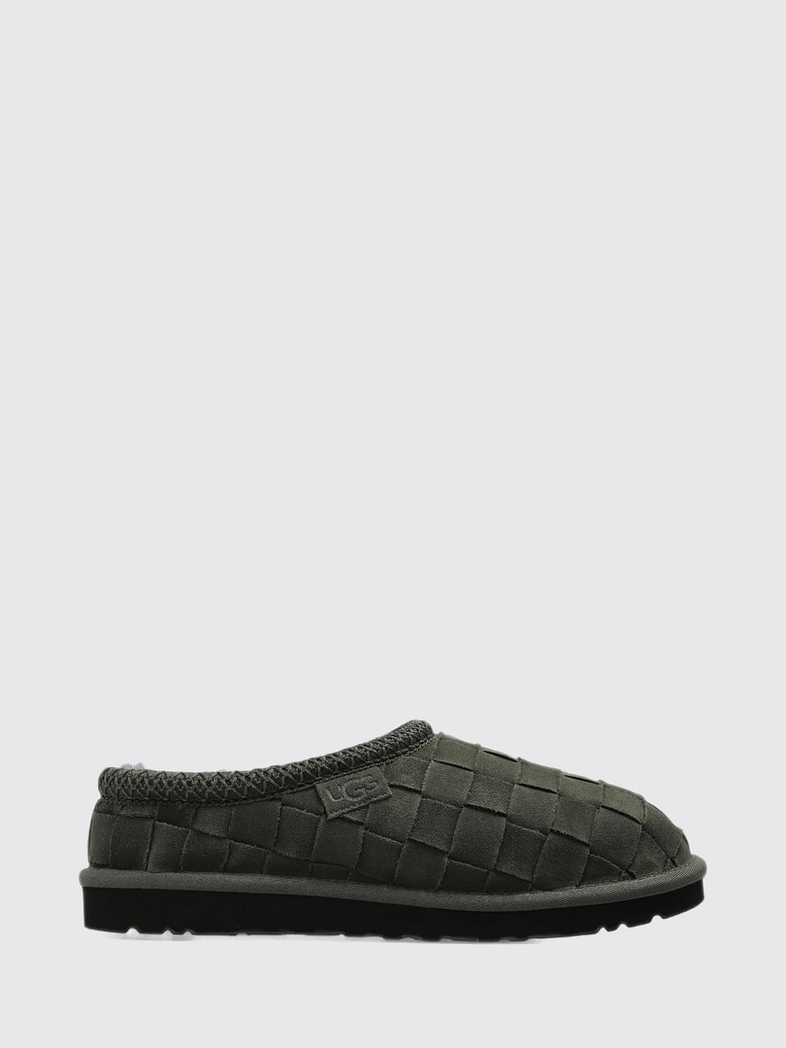 UGG CHAUSSURES: Mules Tasman Woven UGG en suède avec doublure en fourrure, Vert - Img 1