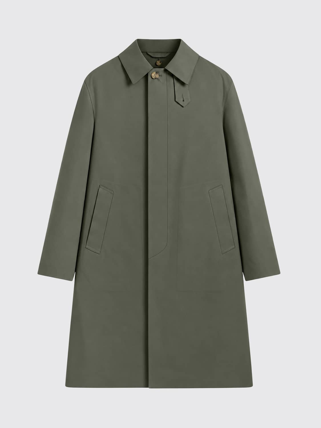 MACKINTOSH JACKET: Single-Breasted Mackintosh Polyester Trench Coat with Classic Collar, Green - Img 3