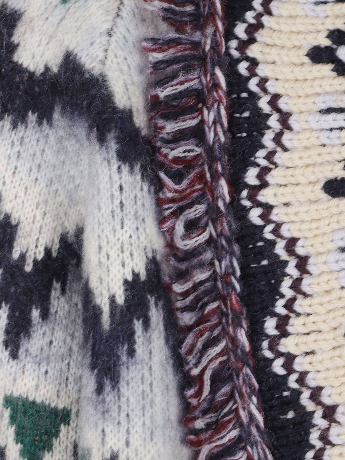 FORTE FORTE PULL: Cardigan Forte Forte en laine d'alpaga avec motif jacquard abstrait et franges, Bleu - Img 4