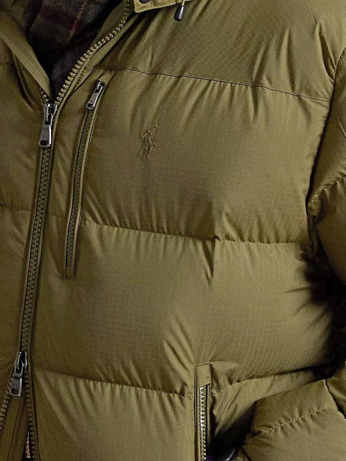 POLO RALPH LAUREN JACKET: Quilted Recycled Polyester Puffer Jacket Polo Ralph Lauren with Hood, Olive - Img 3