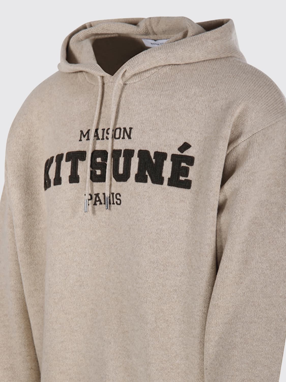 MAISON KITSUNÉ SWEATSHIRT: Maison Kitsuné Wool Hoodie with Contrast Logo and Dropped Shoulders, Nude - Img 4