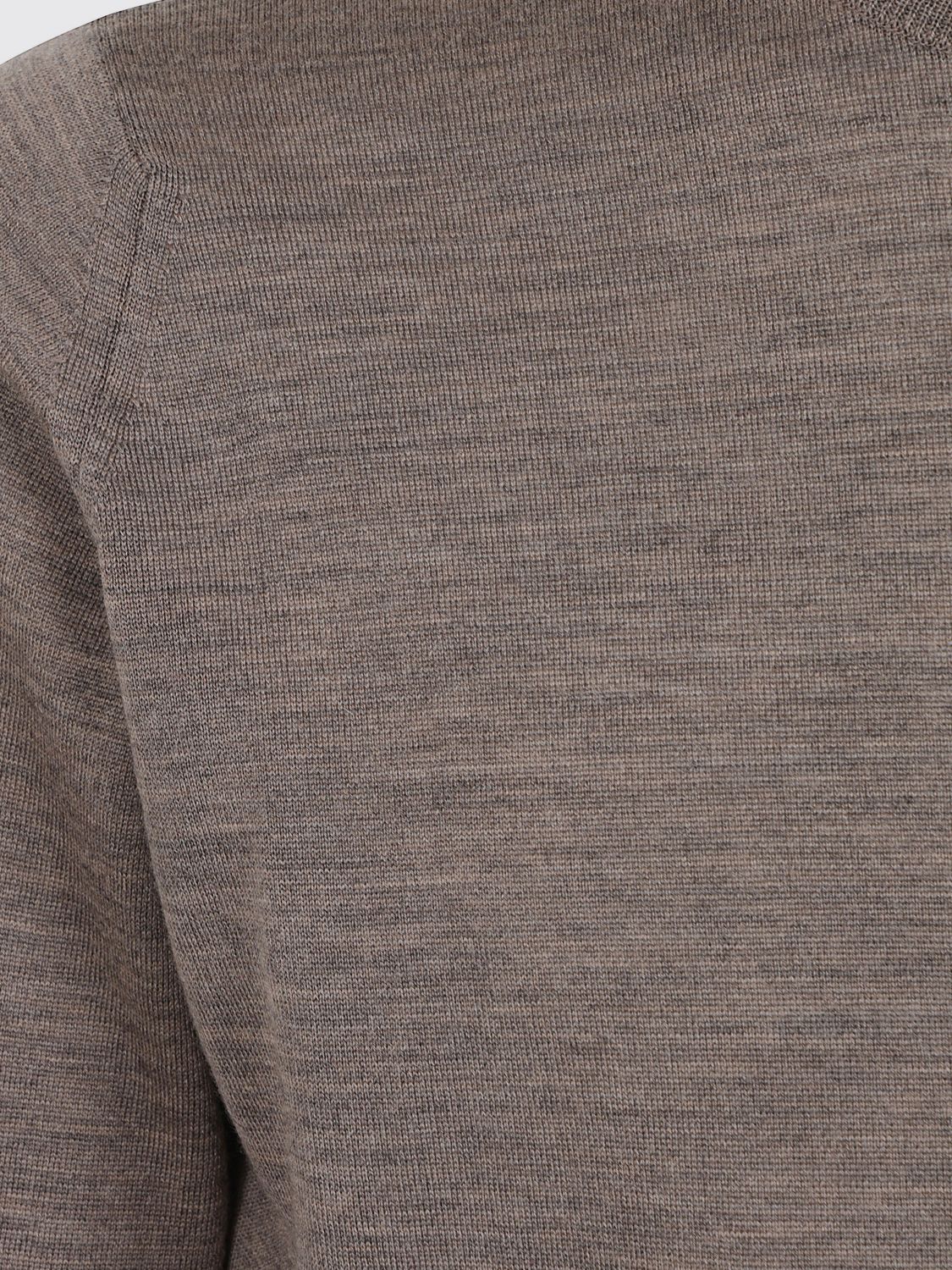 JOHN SMEDLEY SWEATER: John Smedley Mock Neck Jumper in Pure Merino Wool with Ribbed Trims, Brown - Img 4