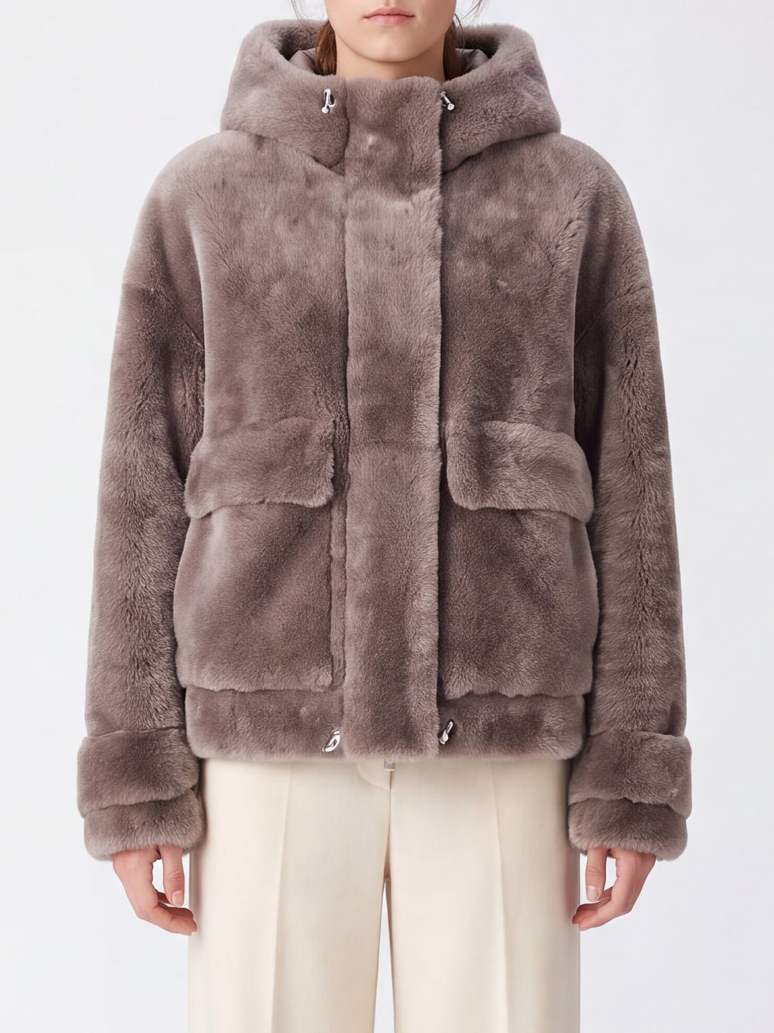 BLANCHA FUR COAT: Jacket woman Blancha, Brown - Img 1