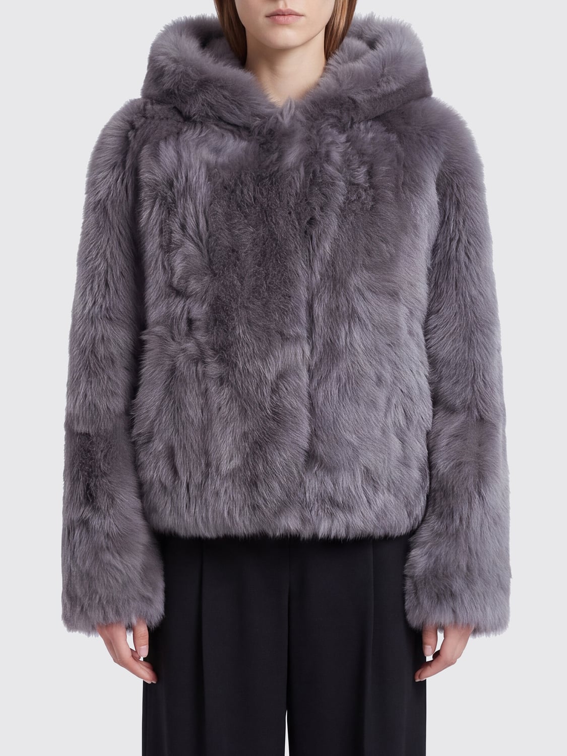 BLANCHA FUR COAT: Jacket woman Blancha, Grey - Img 1