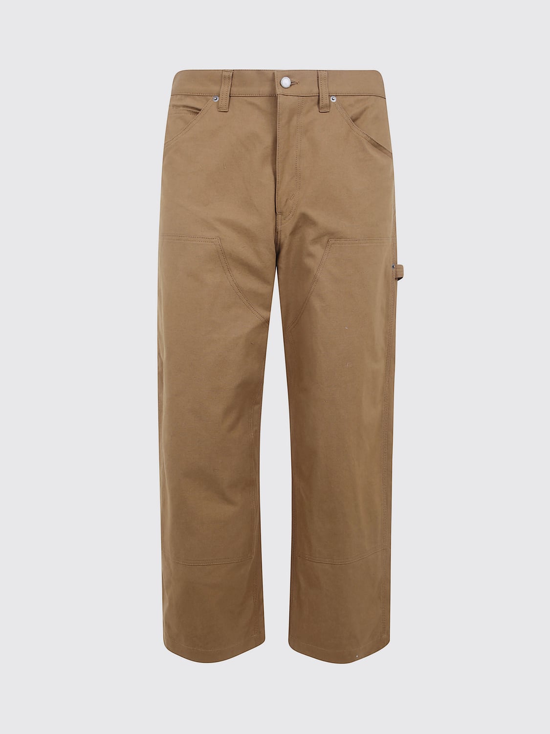 COMME DES GARÇONS HOMME PLUS 팬츠: COMME DES GARÇONS HOMME PLUS 스트레이트 레그 코튼 카펜터 팬츠, 브라운 - Img 2
