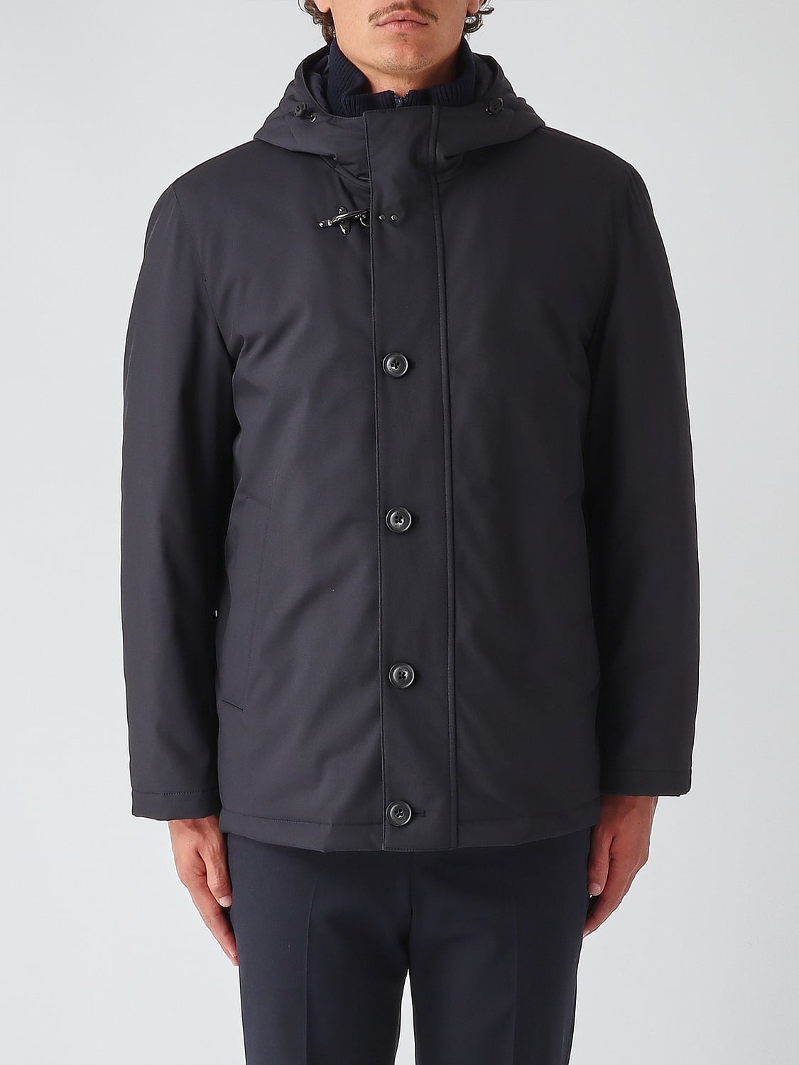 FAY COAT: Fay Waterproof Parka with Padded Hood and Iconic Toggles, Navy - Img 1
