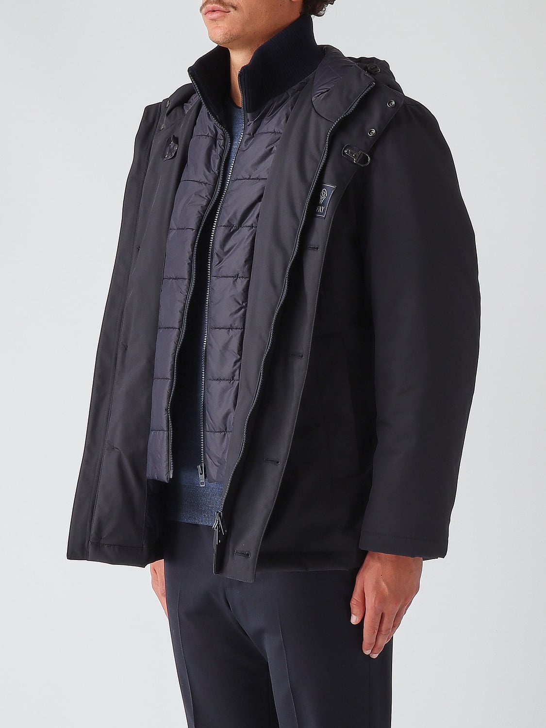 FAY COAT: Fay Waterproof Parka with Padded Hood and Iconic Toggles, Navy - Img 3
