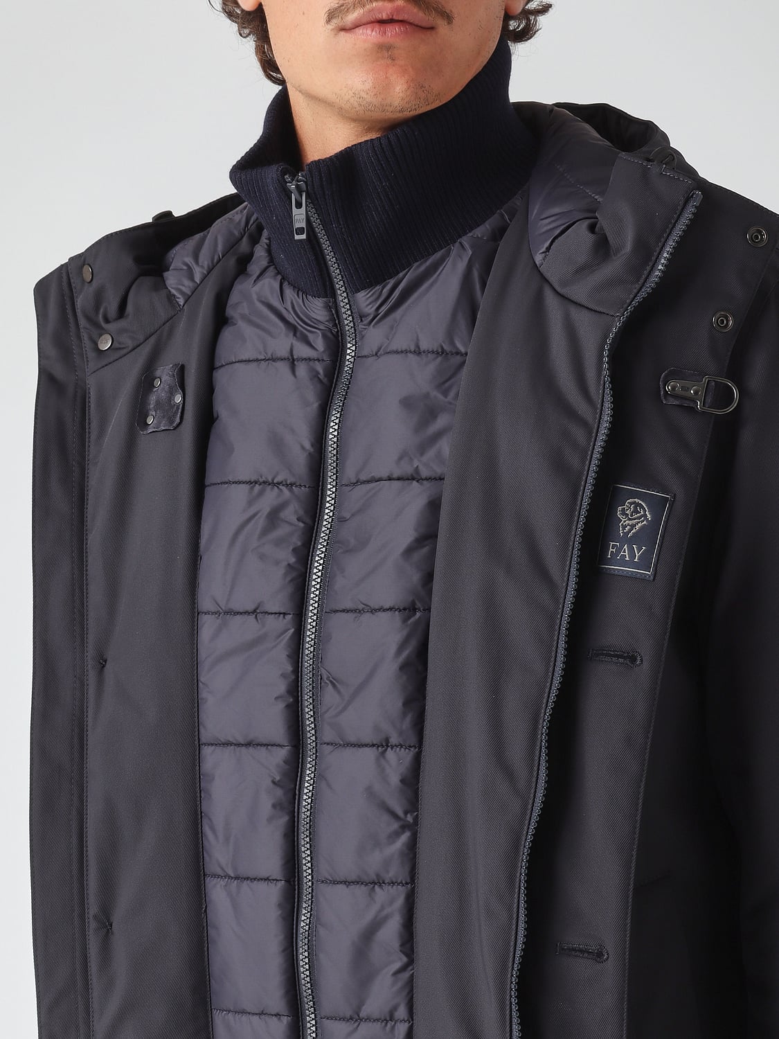 FAY COAT: Fay Waterproof Parka with Padded Hood and Iconic Toggles, Navy - Img 4