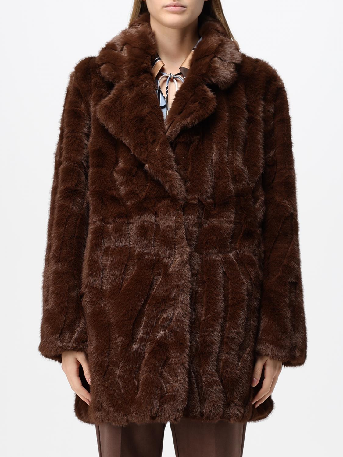 JOSEPH RIBKOFF PELLICCIA: Cappotto lungo Joseph Ribkoff in pelliccia sintetica con collo a rever, Marrone - Img 1