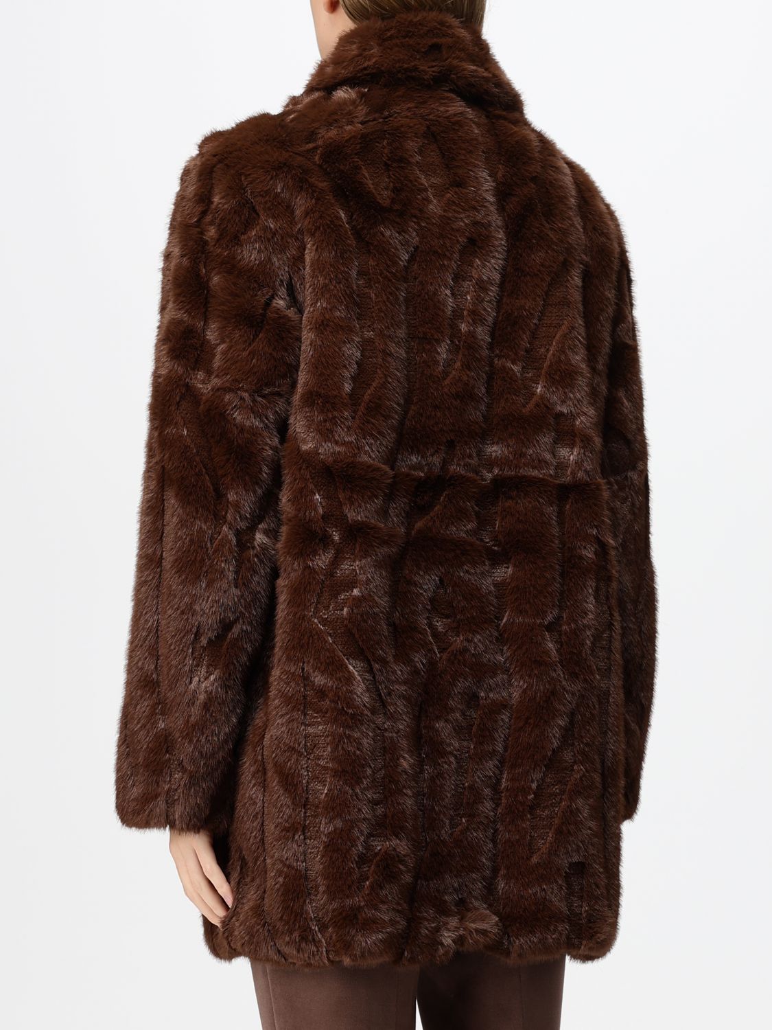 JOSEPH RIBKOFF PELLICCIA: Cappotto lungo Joseph Ribkoff in pelliccia sintetica con collo a rever, Marrone - Img 2