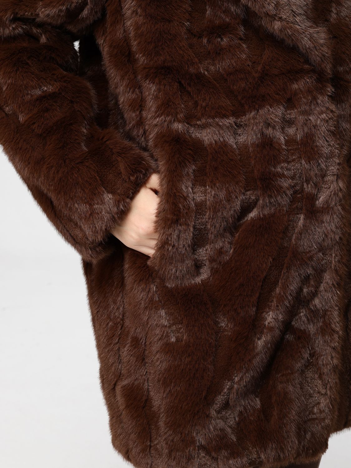 JOSEPH RIBKOFF PELLICCIA: Cappotto lungo Joseph Ribkoff in pelliccia sintetica con collo a rever, Marrone - Img 4
