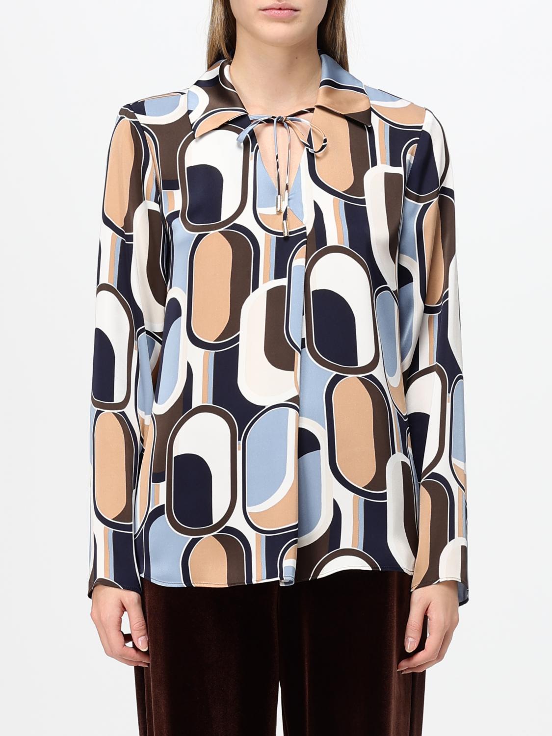 JOSEPH RIBKOFF CAMICIA: Camicia Joseph Ribkoff in raso con stampa astratta e fiocco da annodare, Fantasia - Img 1