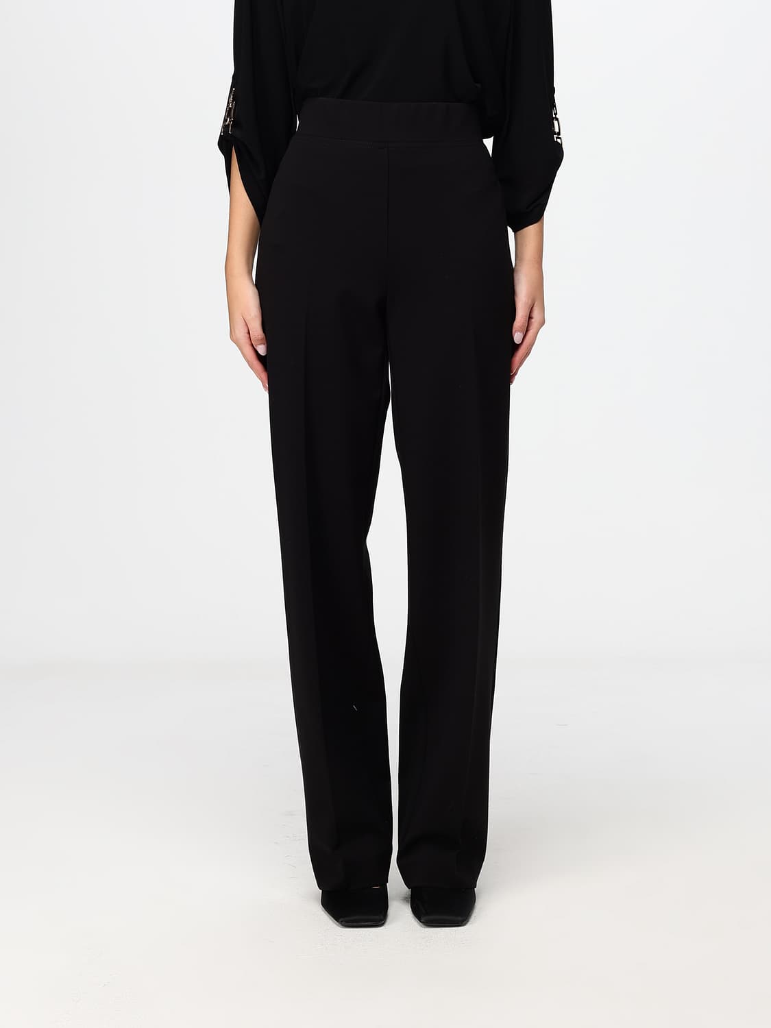 JOSEPH RIBKOFF HOSE: Ausgestellte Crêpe-Hose Joseph Ribkoff mit hohem Gummibund, Schwarz - Img 1