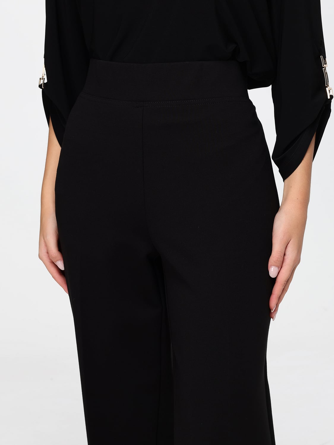 JOSEPH RIBKOFF HOSE: Ausgestellte Crêpe-Hose Joseph Ribkoff mit hohem Gummibund, Schwarz - Img 3