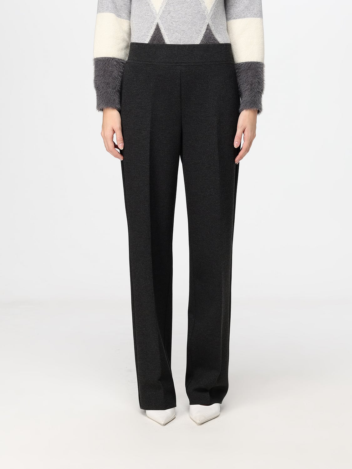 JOSEPH RIBKOFF PANTALONES: Pantalón acampanado Joseph Ribkoff de punto de viscosa con talle alto, Gris - Img 1