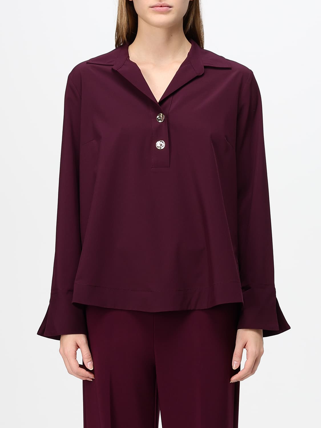 JOSEPH RIBKOFF CAMICIA: Camicia Joseph Ribkoff in popeline di cotone con abbottonatura posteriore, Bordeaux - Img 1