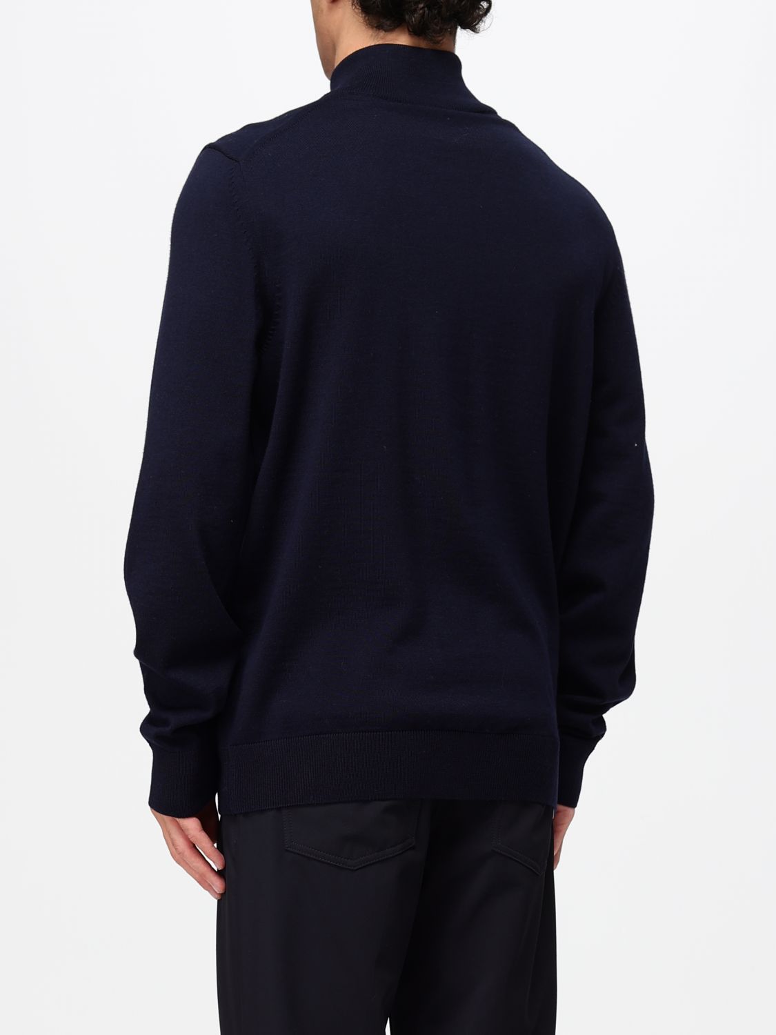 BOSS PULLOVER: Cardigan von Boss aus Schurwolle mit Stehkragen und Reißverschluss, Blau - Img 2