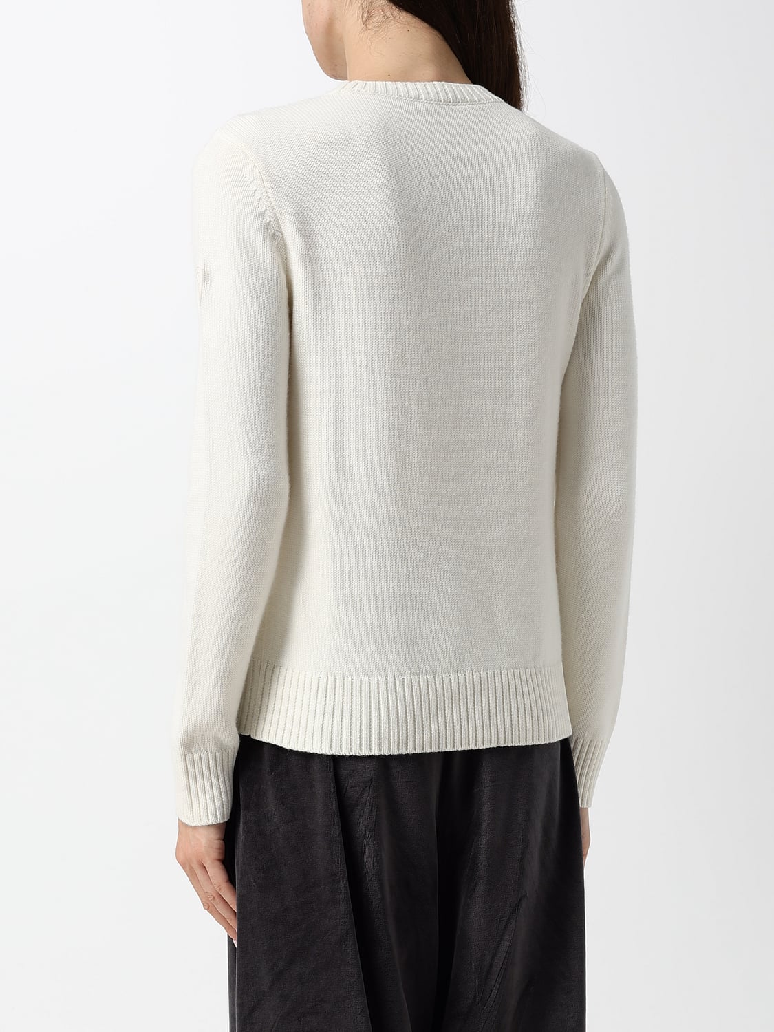 EA7 PULL: Pull à col rond EA7 en mélange de laine avec logo contrastant et coupe slim, Blanc - Img 2
