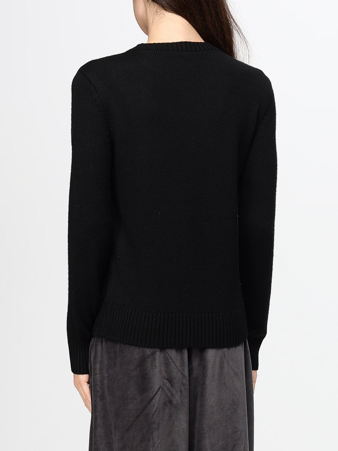 EA7 SWEATER: Contrast Logo Wool Blend Slim Fit Crewneck Jumper EA7, Black - Img 2