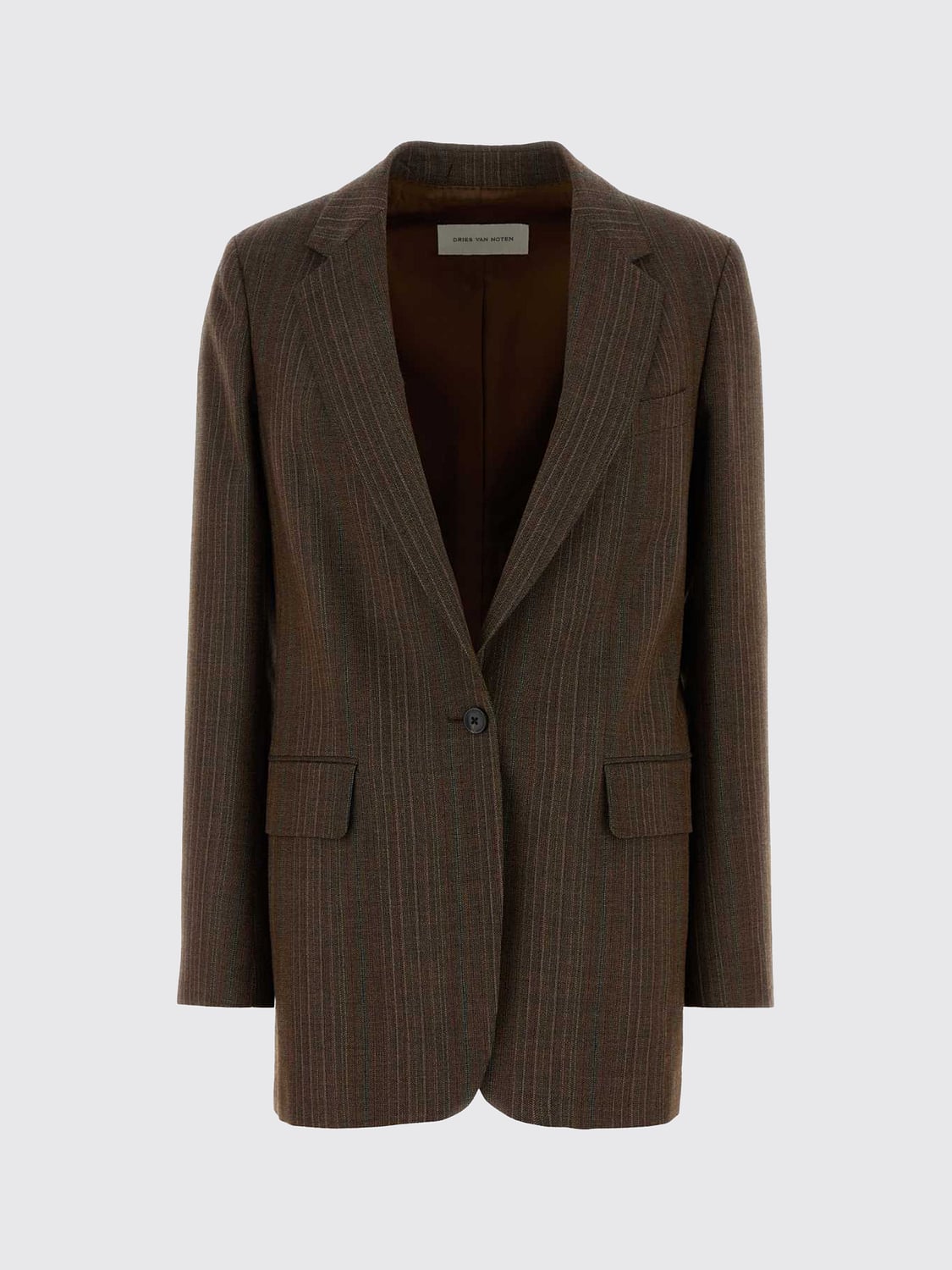 DRIES VAN NOTEN JACKE: Gestreifter Relaxed-Fit-Blazer Dries Van Noten aus reiner Wolle, Beige - Img 4