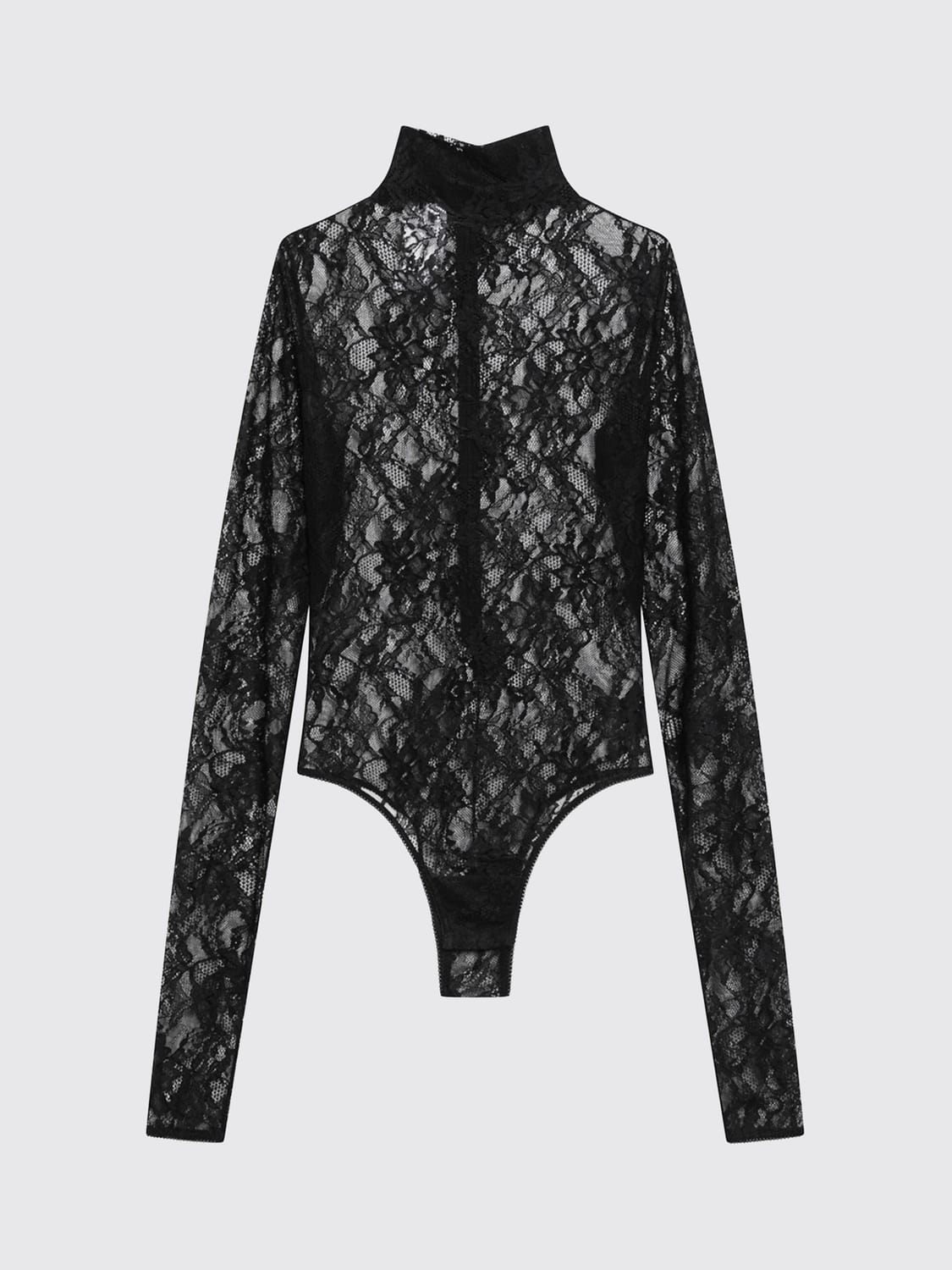 THE ANDAMANE TOP: Langärmeliger Spitzen-Rollkragenpullover The Andamane mit Slim Fit, Schwarz - Img 2