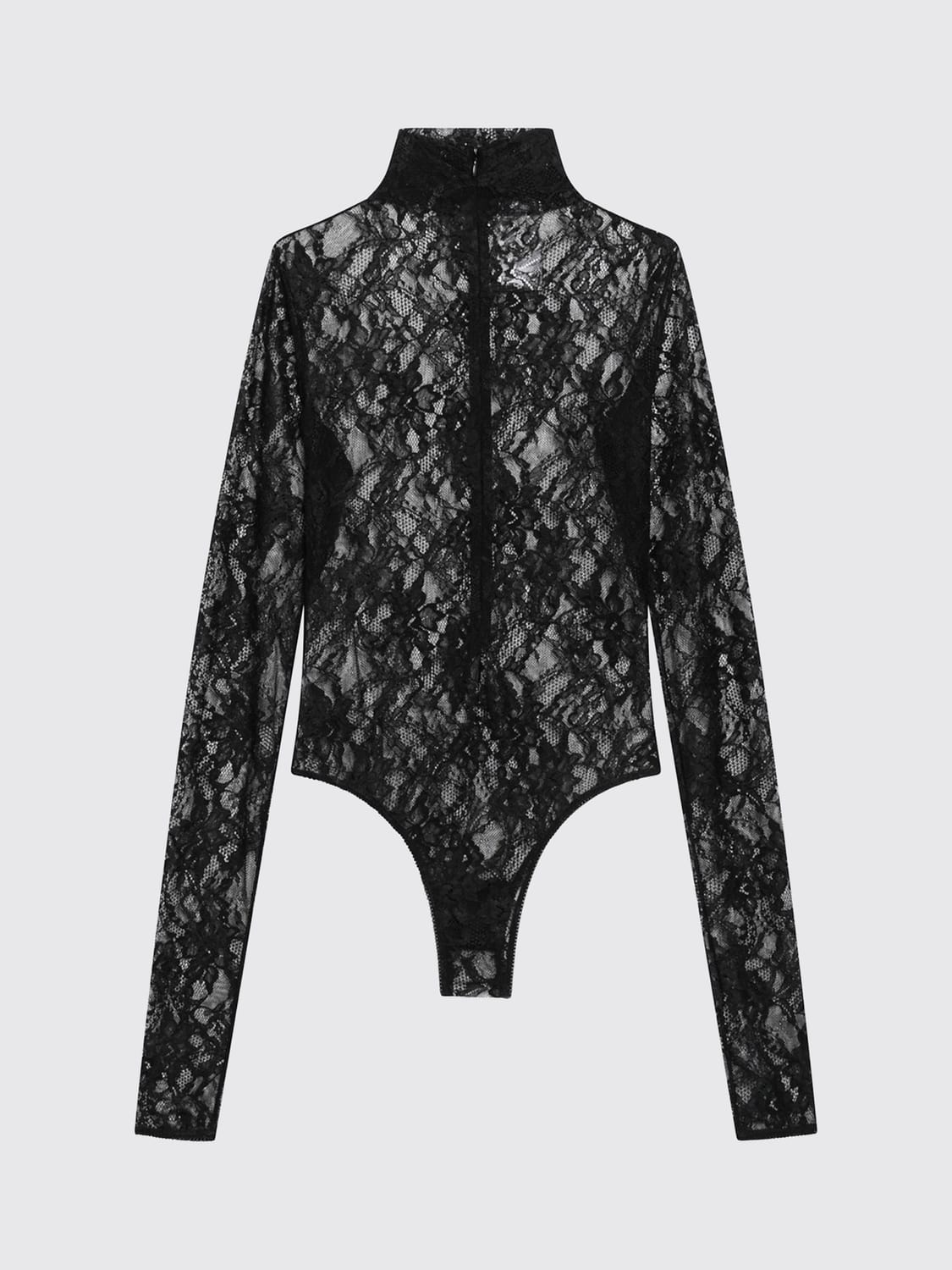 THE ANDAMANE TOP: Langärmeliger Spitzen-Rollkragenpullover The Andamane mit Slim Fit, Schwarz - Img 3