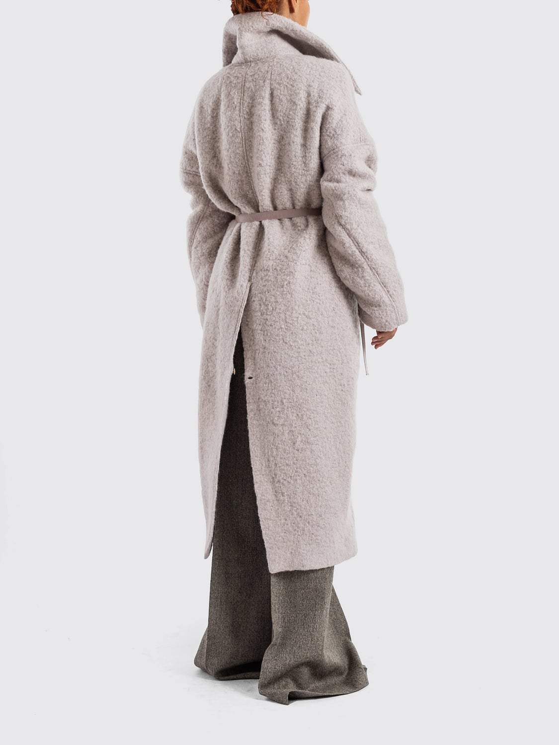 RICK OWENS ABRIGO: Abrigo largo tipo bata Rick Owens de lana con cuello marinero, Rosa - Img 2