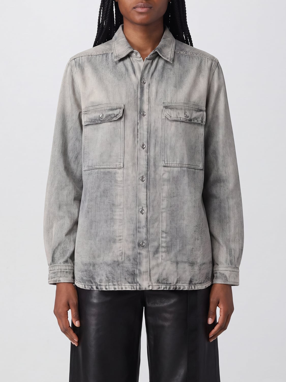 RICK OWENS DRKSHDW HEMDBLUSE: Hemdbluse damen Rick Owens Drkshdw, Denim - Img 1