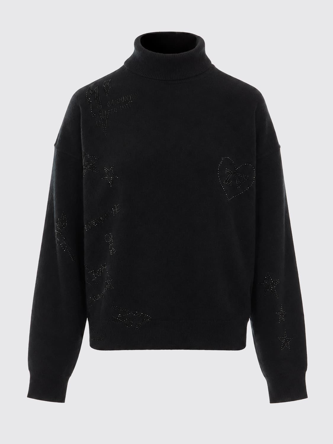 ZADIG & VOLTAIRE JERSEY: Jersey de cuello alto Zadig & Voltaire 100 % cachemir con hombros caídos, Negro - Img 2