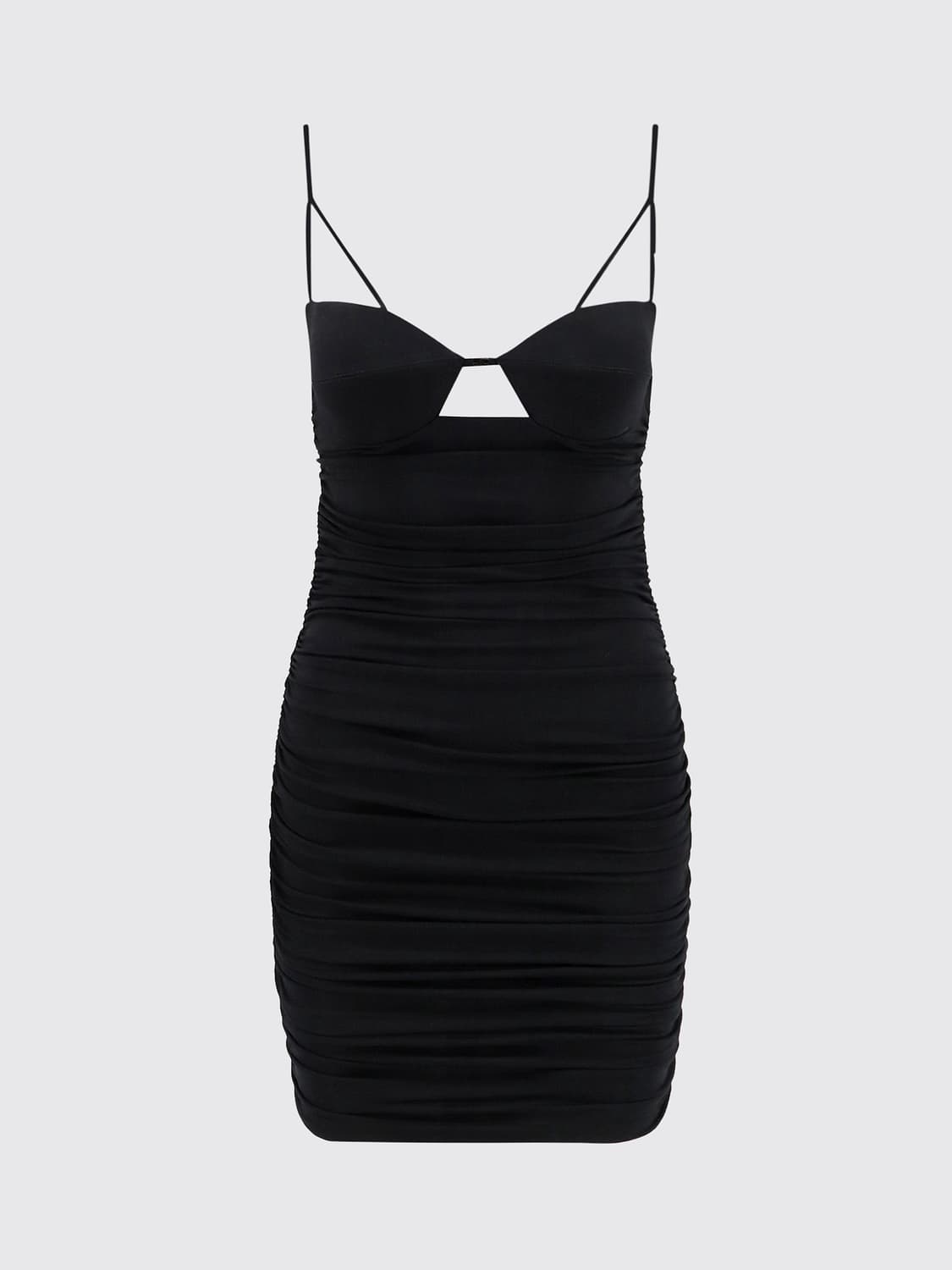 ELISABETTA FRANCHI ABITO: Mini abito bustier Elisabetta Franchi in crêpe con arricciature e cut-out, Nero - Img 2
