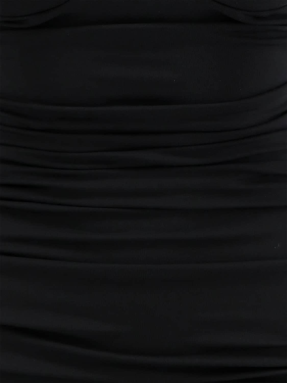 ELISABETTA FRANCHI ABITO: Mini abito bustier Elisabetta Franchi in crêpe con arricciature e cut-out, Nero - Img 4