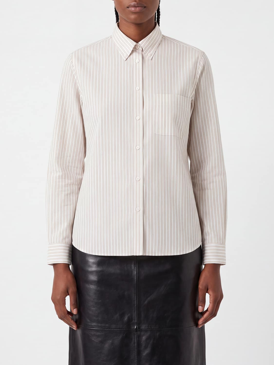 ASPESI CAMISA: Camisa de rayas Aspesi de algodón con cuello button-down, Beige - Img 1