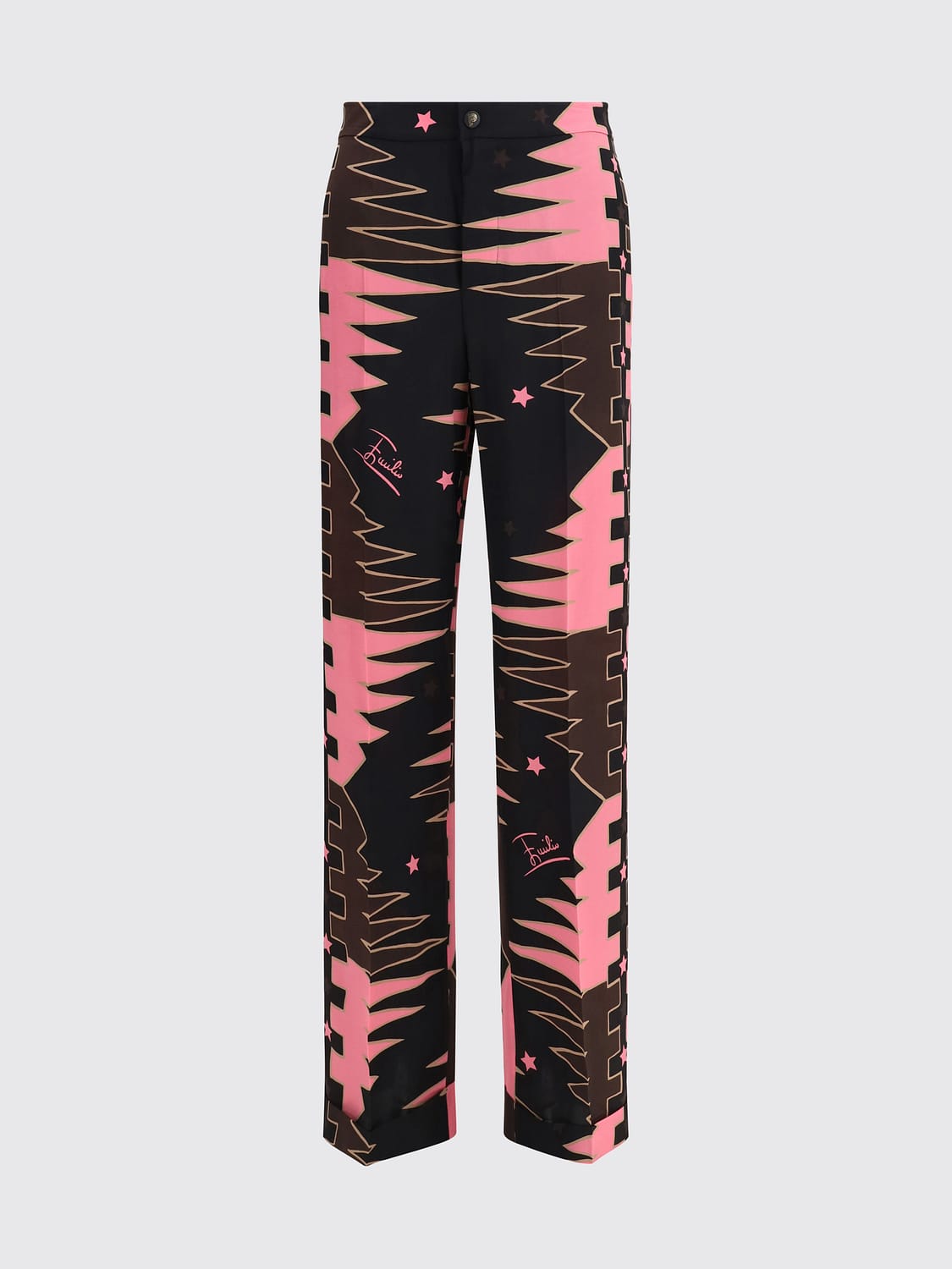 PUCCI PANTALONI: Pantaloni a gamba dritta Pucci in seta con stampa grafica, Marrone - Img 2