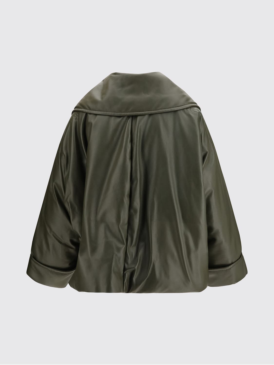 BOTTEGA VENETA CHAQUETA: Chaqueta corta Bottega Veneta de piel de cordero con cuello marinero, Verde Bosque - Img 2
