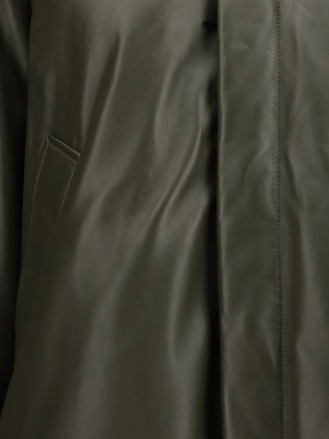 BOTTEGA VENETA CHAQUETA: Chaqueta corta Bottega Veneta de piel de cordero con cuello marinero, Verde Bosque - Img 3
