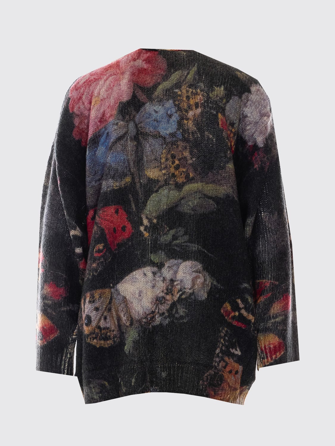 R13 PULL: Cardigan R13 en cachemire à col V et imprimé graphique, Rouge - Img 3