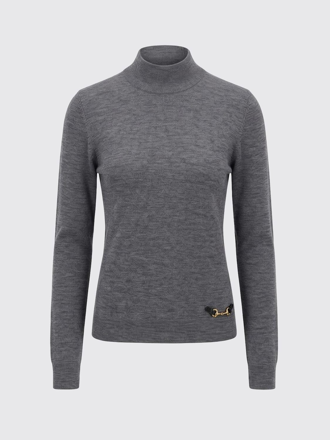 GUCCI PULL: Pull à col roulé slim fit Gucci en pure laine avec détail mors en métal, Gris Souris - Img 2