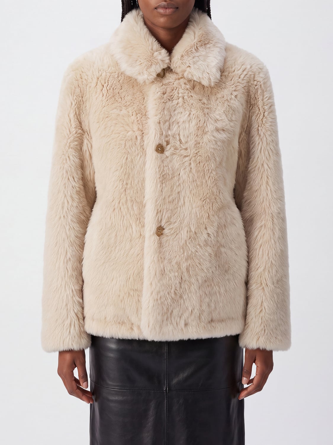 AURALEE FUR COAT: Jacket woman Auralee, Beige - Img 1