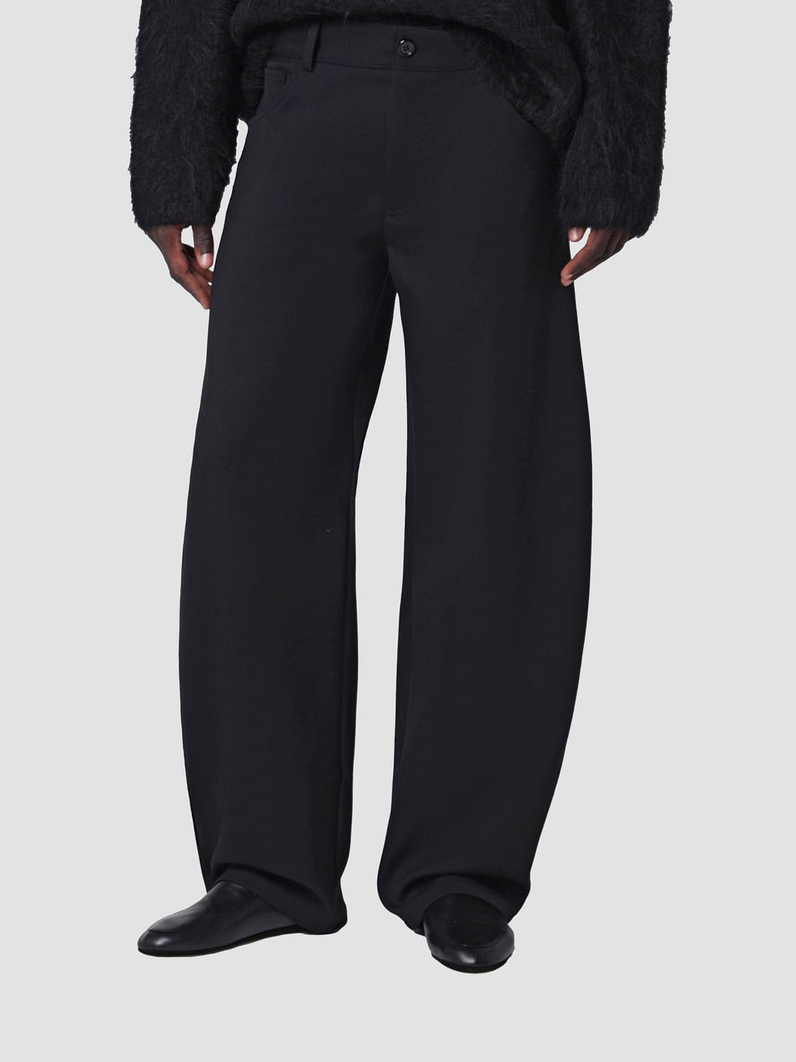SÉFR PANTS: Séfr Oktai Mid-Rise Wool-Blend Wide-Leg Trousers, Black - Img 1