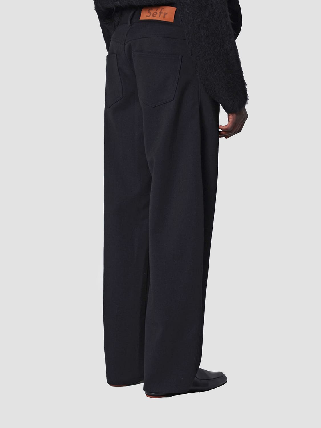 SÉFR PANTS: Séfr Oktai Mid-Rise Wool-Blend Wide-Leg Trousers, Black - Img 2