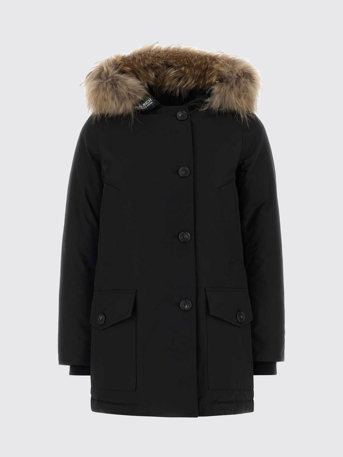 WOOLRICH CAPPOTTO: Parka Arctic Woolrich al ginocchio con cappuccio in shearling, Nero - Img 2