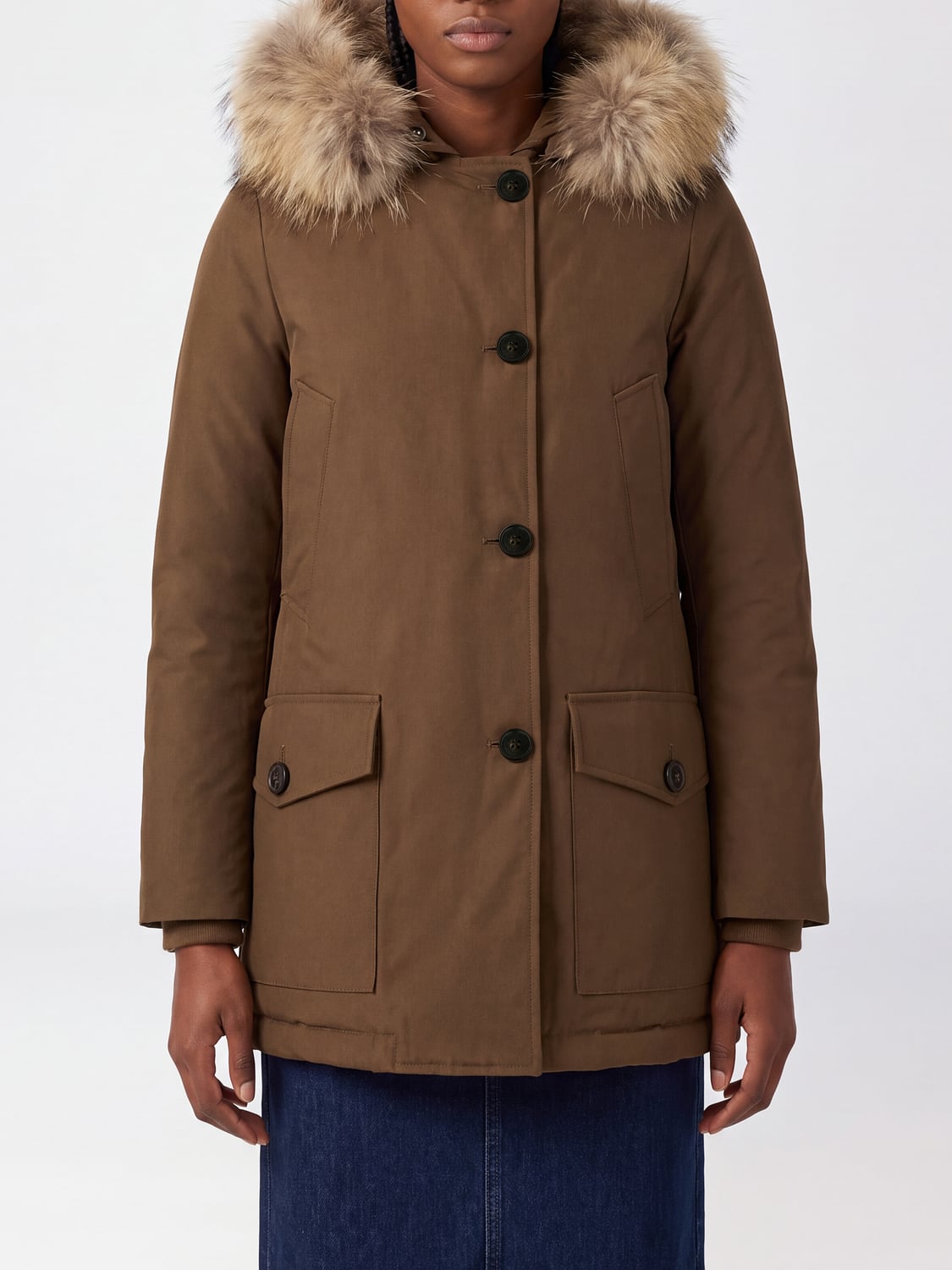 WOOLRICH ABRIGO: Parka Arctic Woolrich hasta la rodilla con capucha de shearling, Verde - Img 1