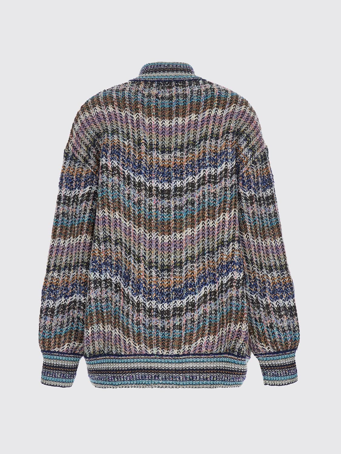 MISSONI PULLOVER: Viskose-Cardigan Missoni mit mehrfarbigem Zickzack-Muster und Rollkragen, Bunt - Img 2