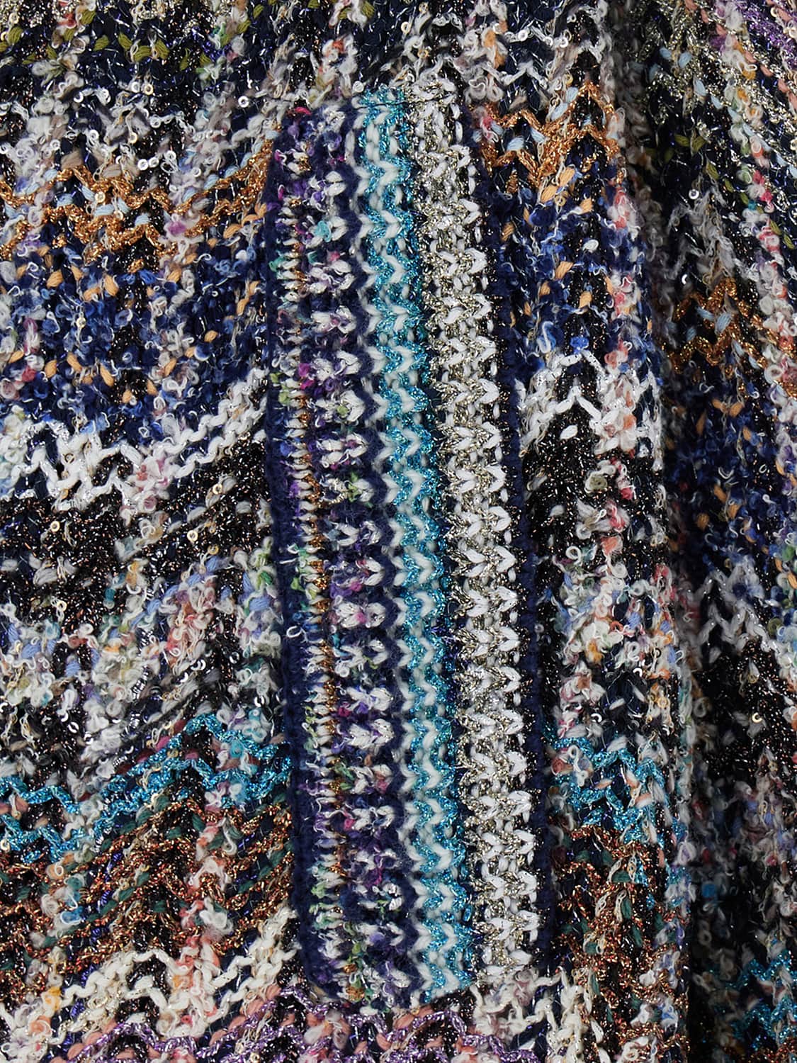 MISSONI PULLOVER: Viskose-Cardigan Missoni mit mehrfarbigem Zickzack-Muster und Rollkragen, Bunt - Img 3