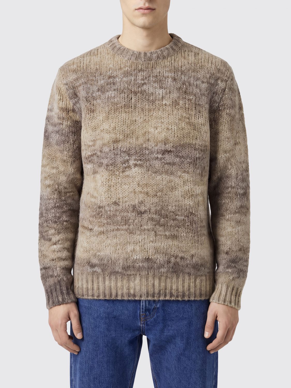 A.P.C. SWEATER: Abstract Pattern Wool Blend Crewneck Jumper A.P.C., Beige - Img 1