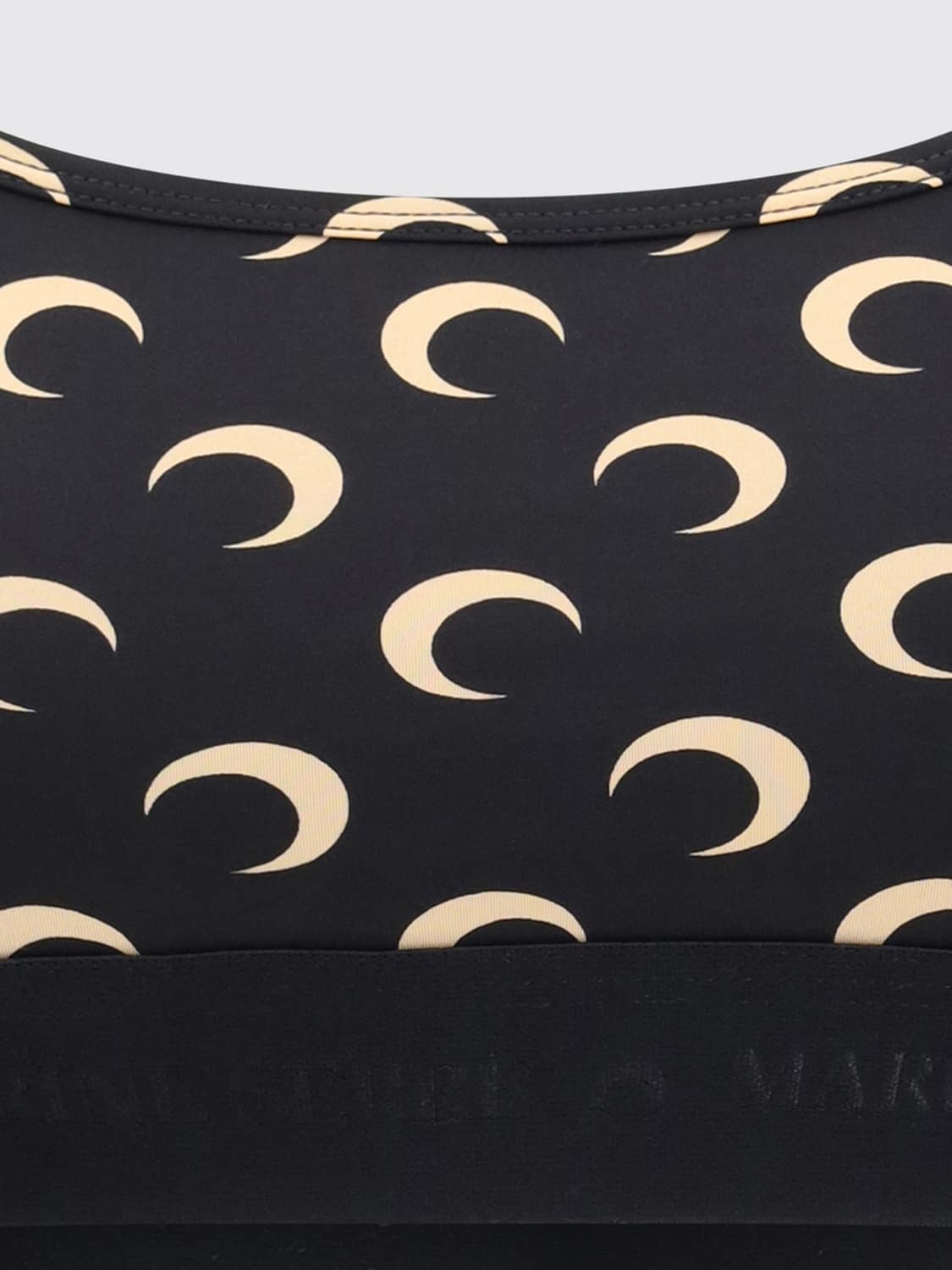 MARINE SERRE DESSOUS: Bandeau-BH Marine Serre aus Funktionsstoff mit Crescent-Moon-Motiv, Schwarz - Img 3