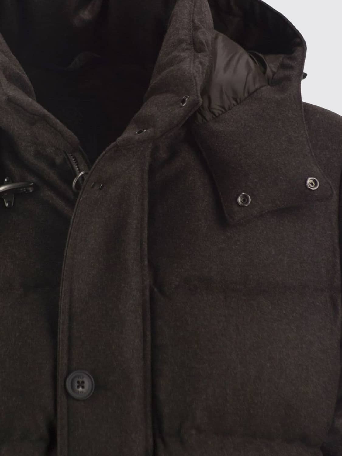 FAY JACKET: Fay Hooded Padded Jacket with Iconic Hook Closure, Brown - Img 4
