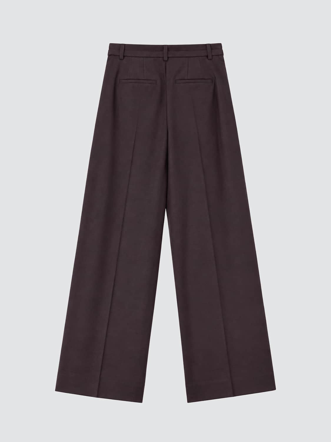 SOLOTRE PANTALONI: Pantaloni palazzo Solotre a vita alta in misto lana con cintura, Bordeaux - Img 3