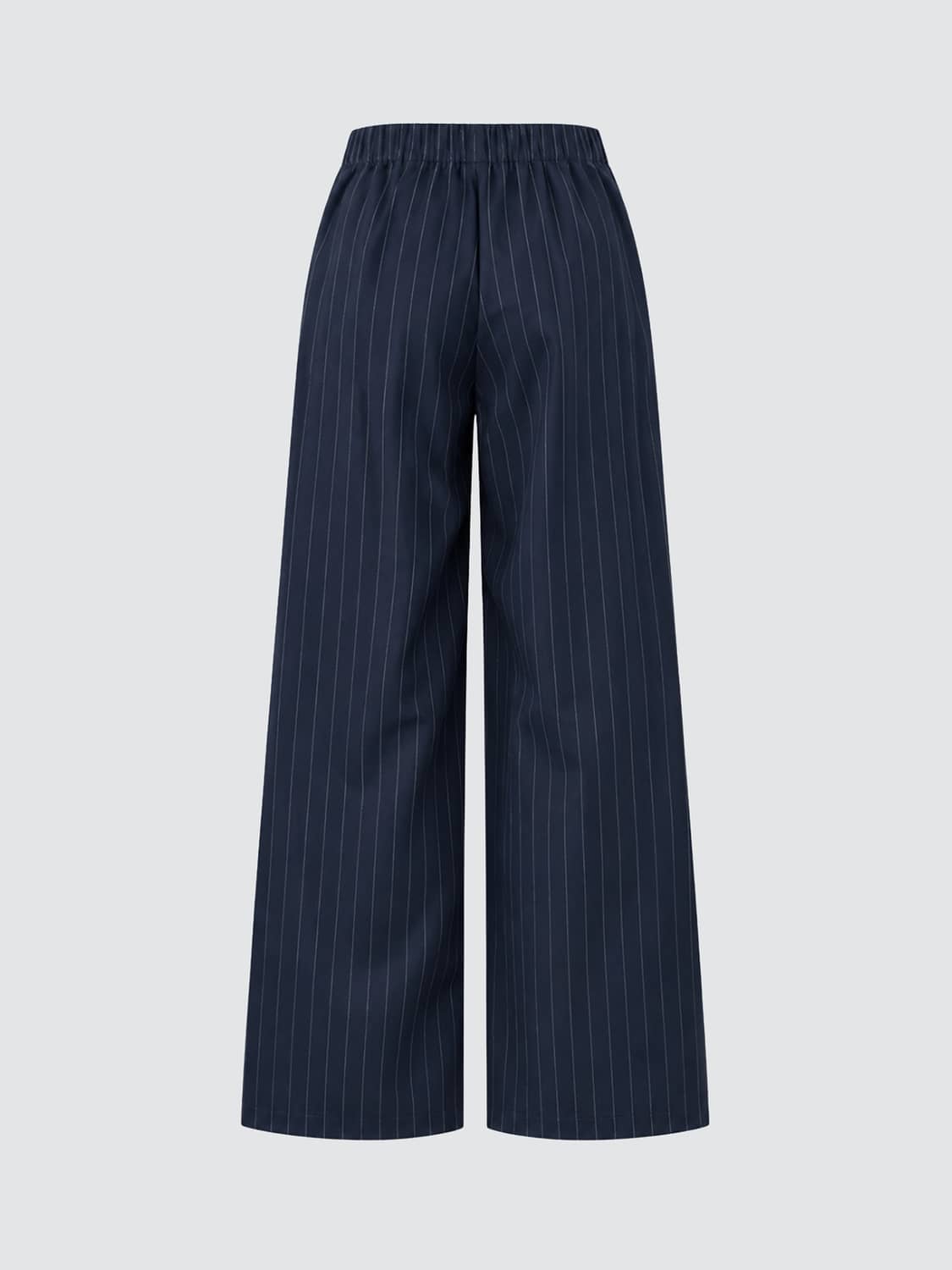 SOLOTRE PANTALONES: Pantalones palazzo Solotre de talle alto con raya diplomática en mezcla de lana, Azul Marino - Img 3